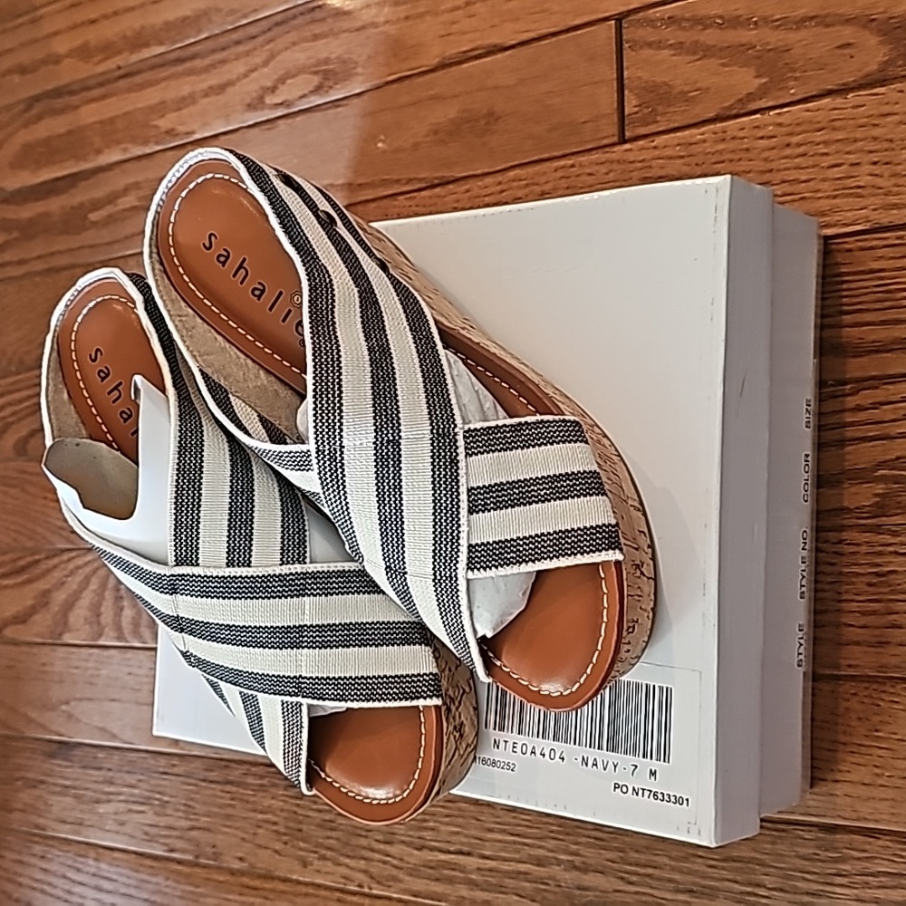 Sahalie Navy size 7 M Wedge Heel Sandals - New in Box - Picture 3 of 10
